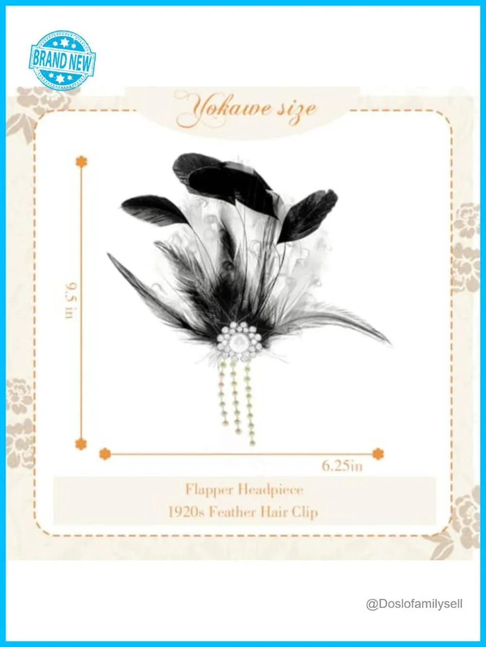 Vintage 1920s Flapper Feather Hair Clip with Pearls, Gatsby Fascinator